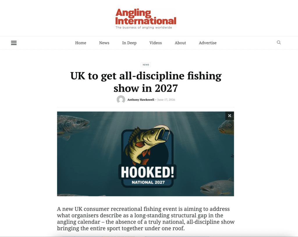 In the News: Angling International features HOOKED! National 2027 2 Screenshot 2026 06 17 at 12.10.43
